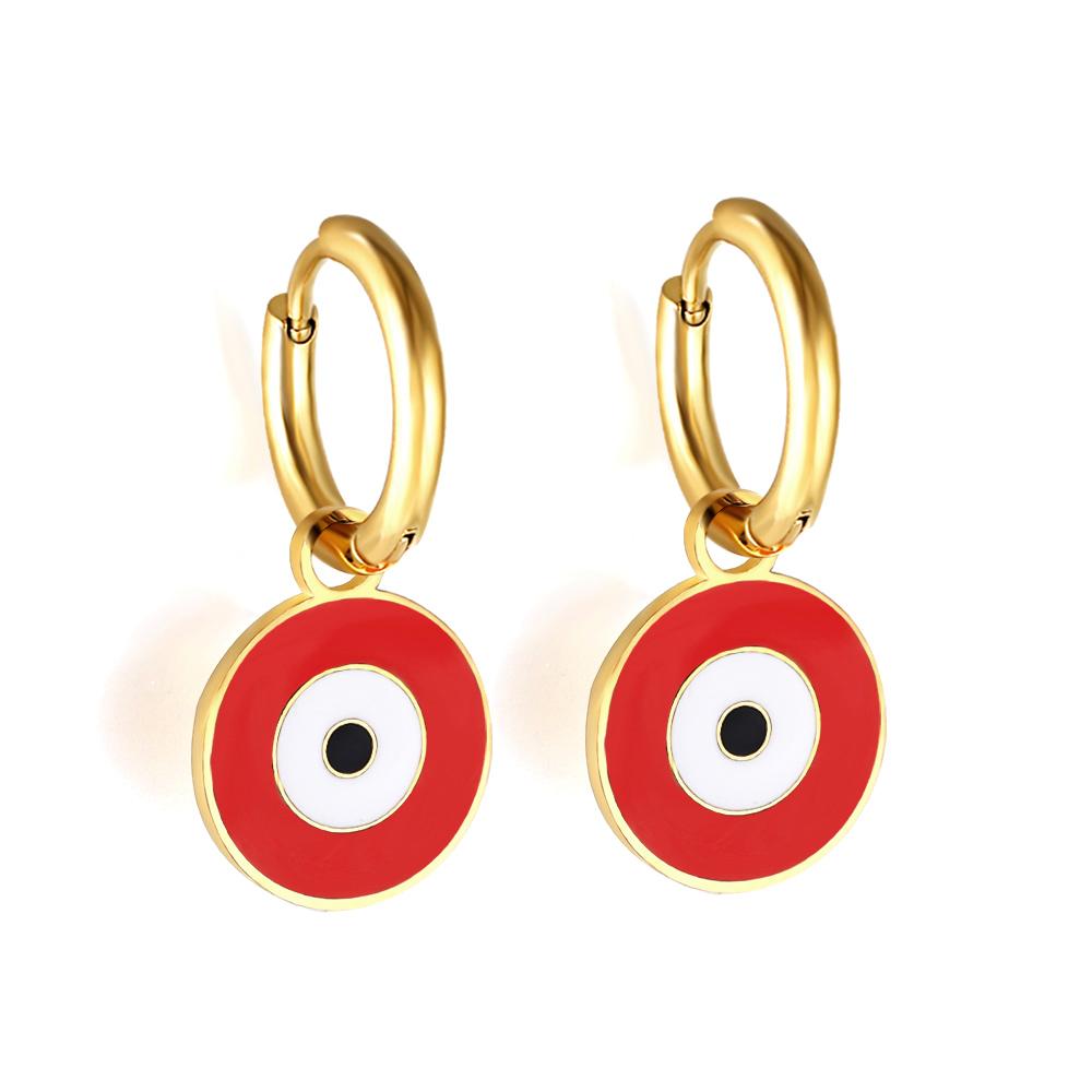 Stainless Steel Hoop Earrings Trendy Cartoon Strawberry Cherry Pendants Women Girls Round Huggie Earrings Dangles Party Jewelry