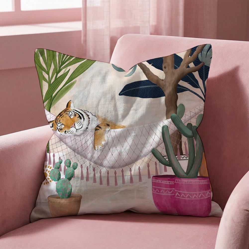 Cheetah Llama Leopard Jungle Cushion Cover Multi-Scene Pillow Cover for Home & Car - Reversible, Soft & Durable for Daily Use