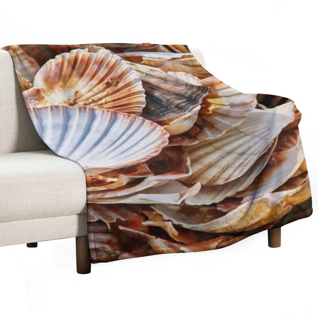 Seashells, Seashells Throw Blanket Soft Hairys Picnic Halloween Blankets