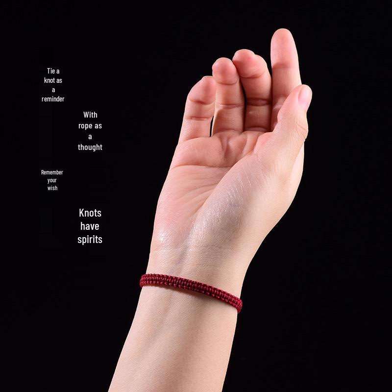 Burgunder Dunkelrot Geburtsjahr Armband: Unisex gewebtes Seil mit Diamant Glücksknoten, Geschenk zum Drachenjahr