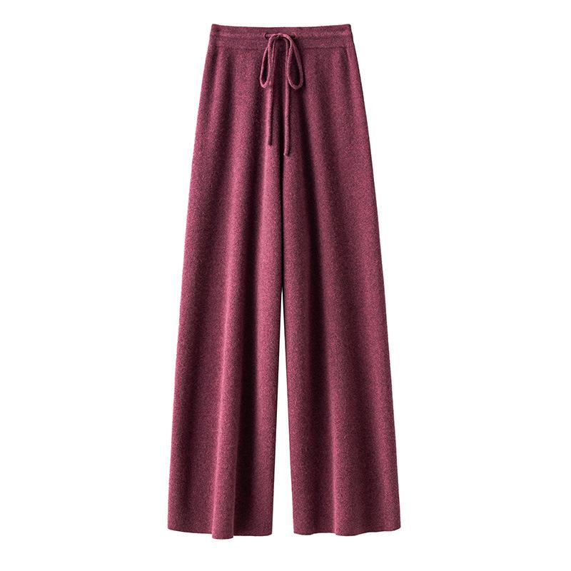 

Plus Size Pure Wool High Waist Wide Leg Floor-Length Pants for Women L