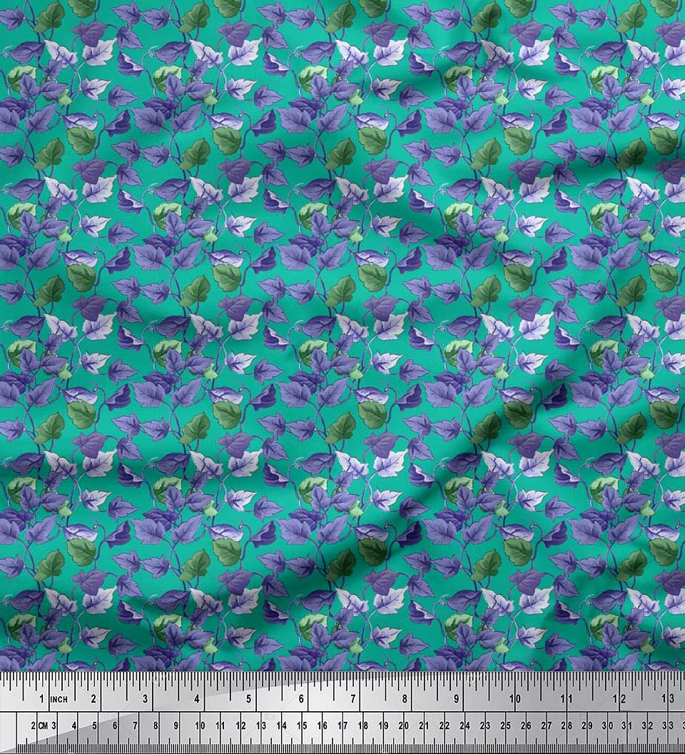 

Soimoi Japan Crepe Satin Fabric Leaves Leaves Print Тканина на метр 42 дюйма 42 Inch Wide - Poly Crepe