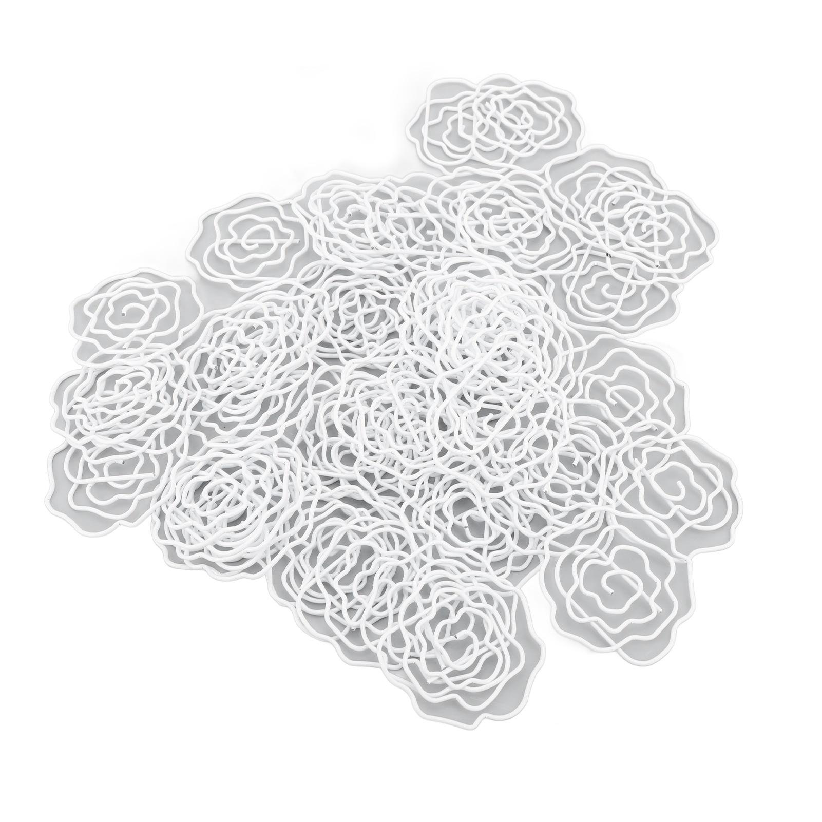 

50 шт. скрепки для бумаг, милые декоративные металлические скрепки в форме розы с коробкой для хранения для школьного офиса белый