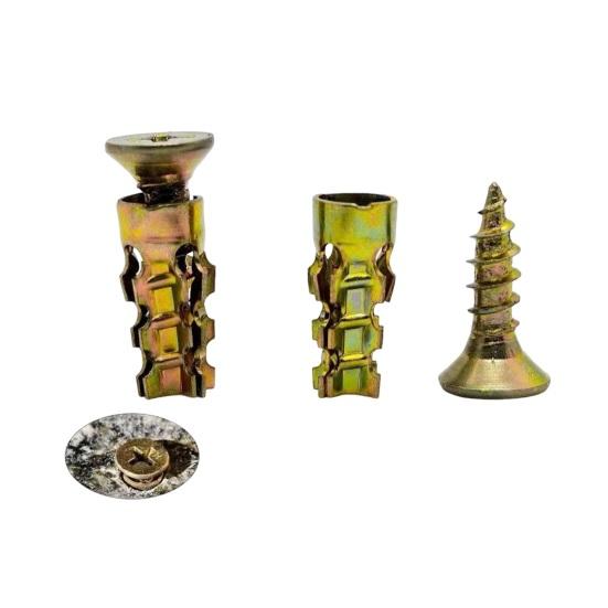 6x14mm Expansion Screws, Flat-Fit Countersunk Head for Cabinet Hinge Repair, Heavy-Duty Steel Wall Wood Expansion Screws, Strong Grip Thread Repair