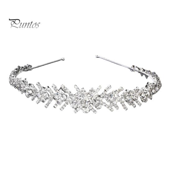 

Свадебный обруч для волос со стразами и листьями, обруч для волос, женская легкая повязка на голову, свадебные аксессуары для сцены серебряный