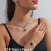 European & American Multi-Color Rhinestone Jewelry Set: Green, Blue & Red Necklace, Earrings, Bracelet & Ring