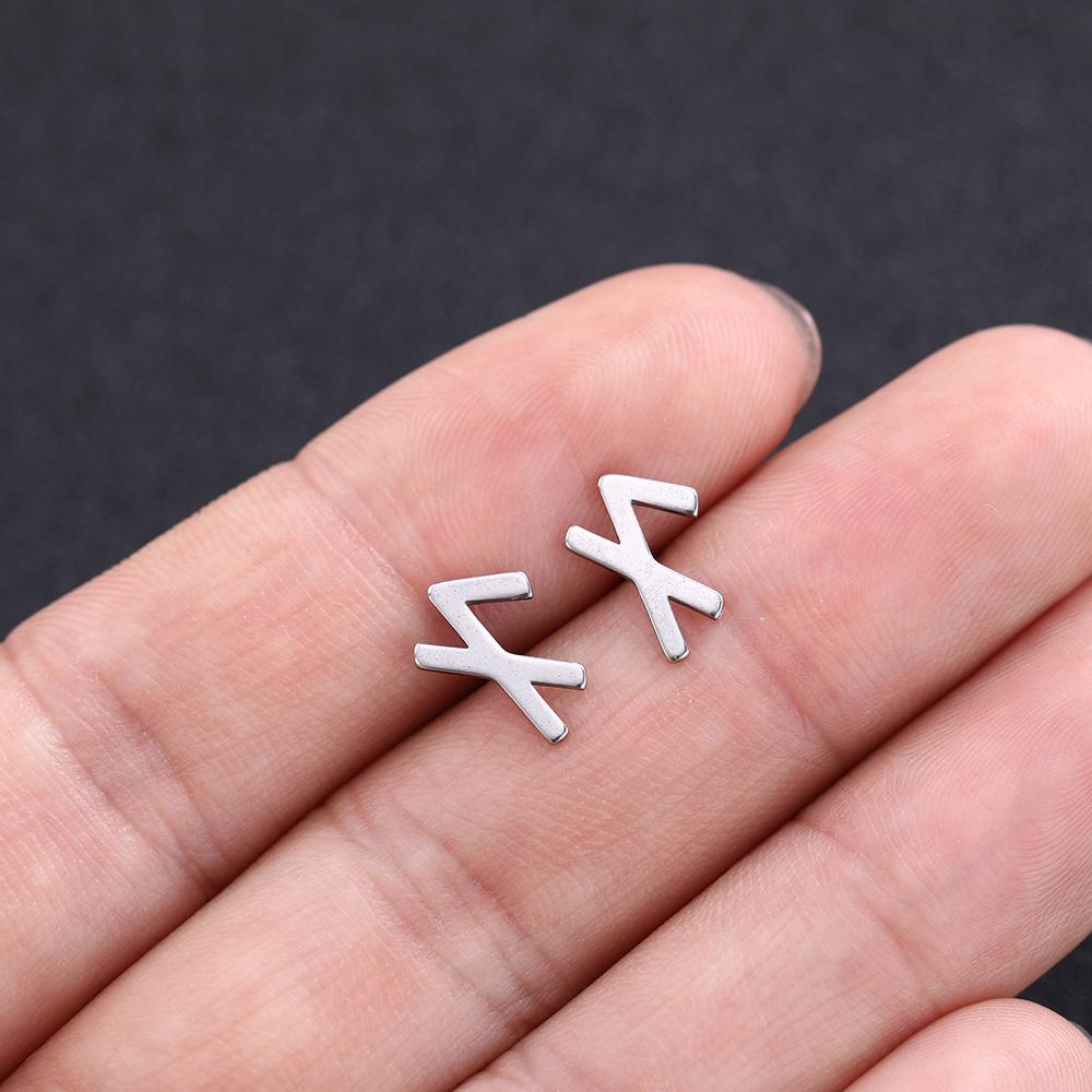 

Tiny Stud Earrings Simple Viking Runes Stainless Steel Earring for Women Men Nordic Vintage Jewelry Ear Accessories oorbellen