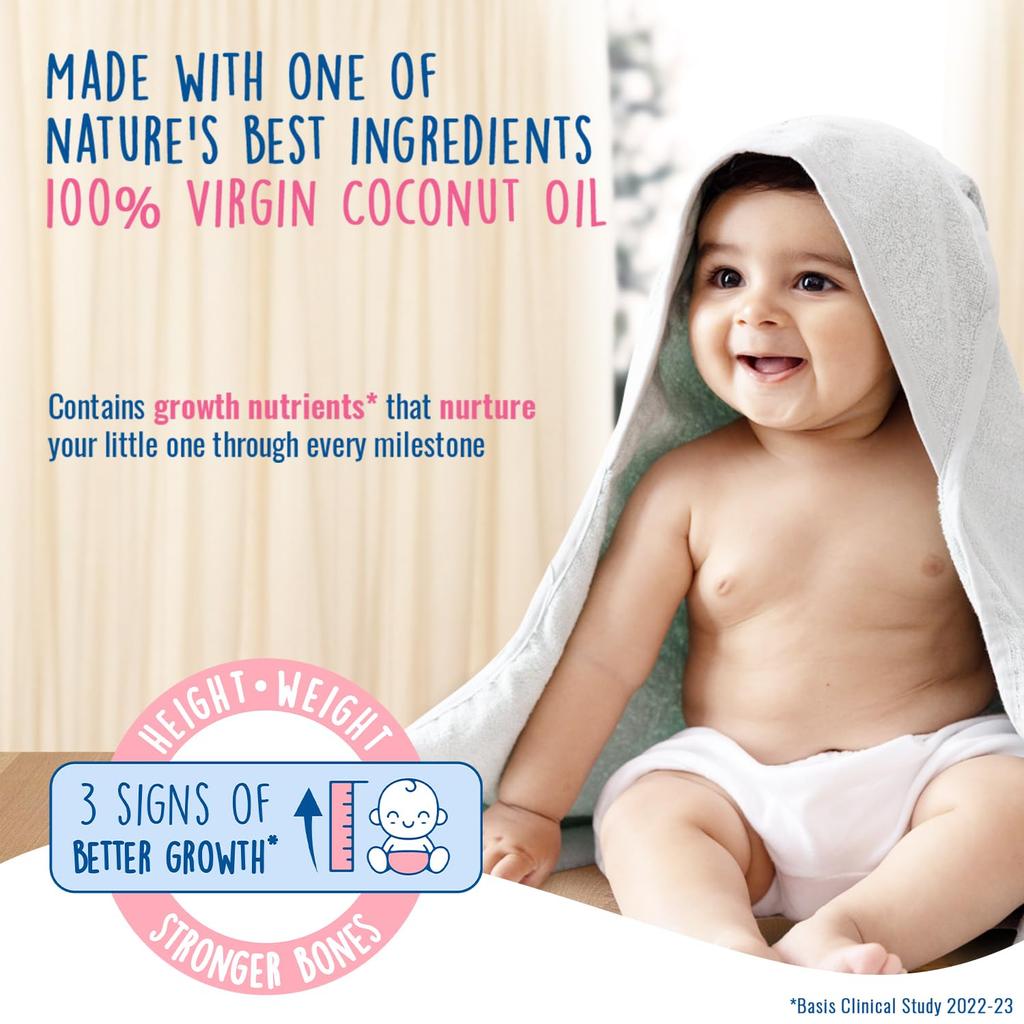 PARACHUTE Huile de Massage pour Bébé 200ml | Huile de Coco Vierge avec Vitamine E & F | Nourriture Profonde | Cliniquement Prouvé pour une Croissance Forte & l'Hydratation