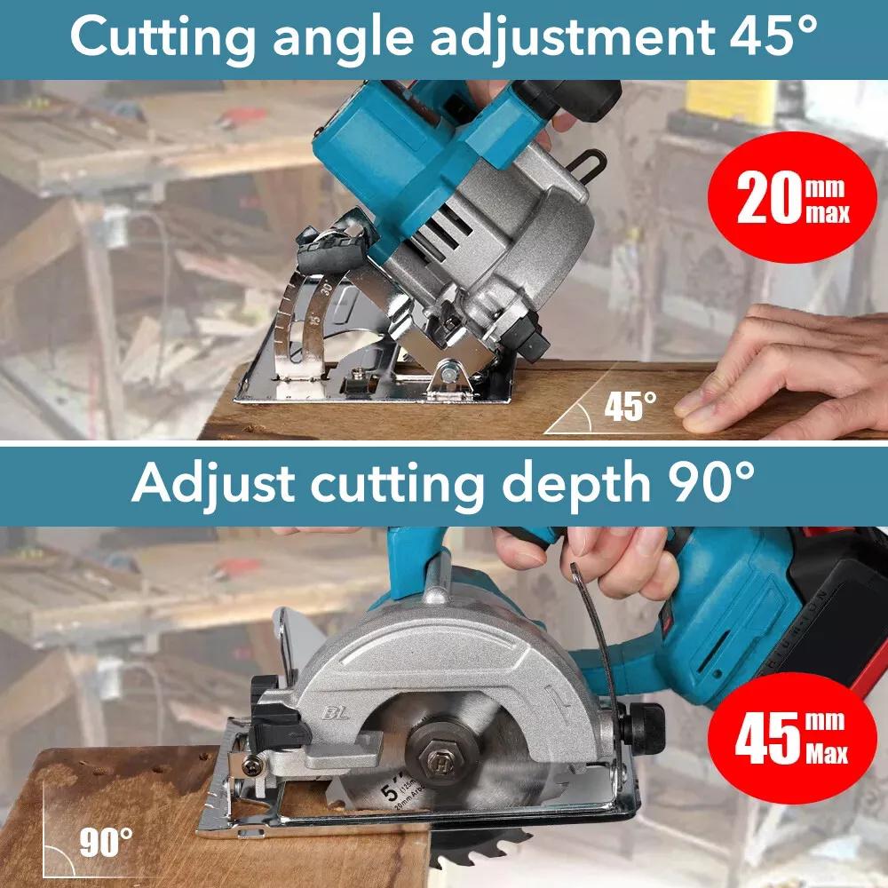 1000W Brushless Electric Circular Saw for Makita 18V Batteries (not Included) Cordless 125MM Circular Saw Power Tools 10800RPM