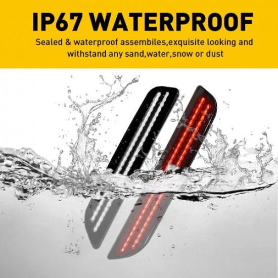 Getönte Frontleuchten mit weißen LEDs und roten LED-Seitenmarkierungsleuchten hinten für Ford Mustang (Baujahre 2010–2014)