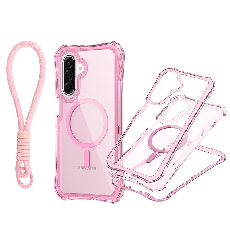 For Samsung A17 Magnetic Translucent 3-in-1 Phone Case with Wristband
