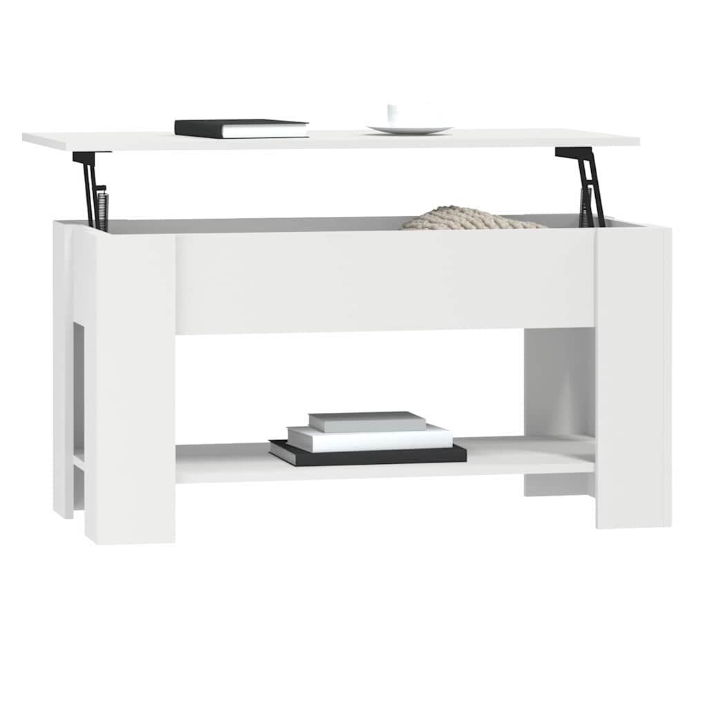 Vidaxl Coffee Table, White, 101X49X52 Cm, Wood-Based Material