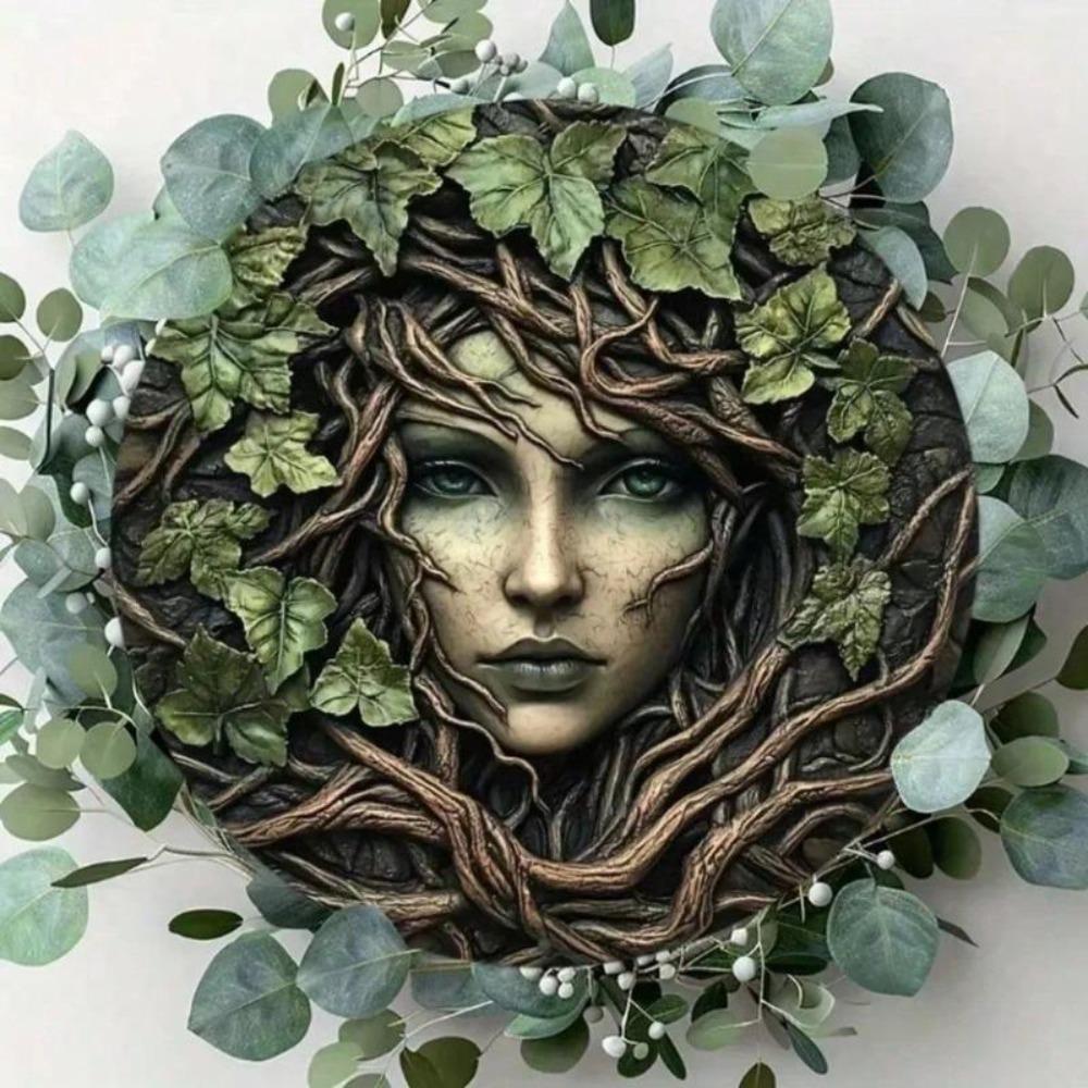 Handmade Metal Tree Face Wall Art, Rustic Aluminum Nature Decor