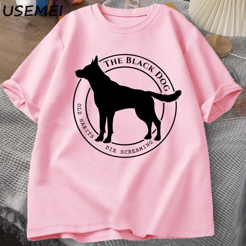 The Black Dog Old Habits Die Screaming T Shirt for Women Men Tortured Poets Department T-shirt Animal Dog Lover Tshirt Cotton