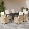 VidaXL Garden Dining Set and Cushions 7 Pcs Beige Poly Rattan 3213014
