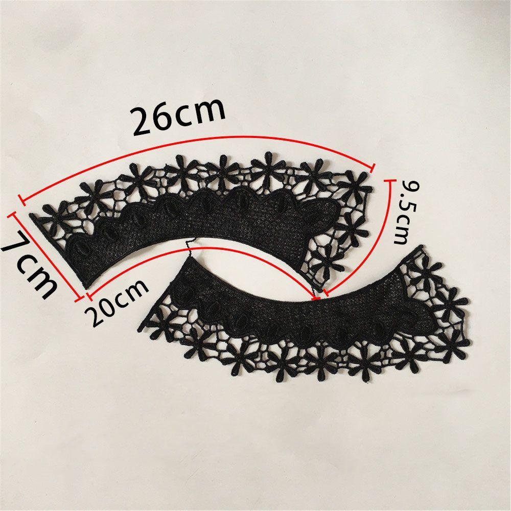 

Black And White I Embroidery Hollow Milk Silk Water-Soluble Decoration With Clothing Collar Diy Sewing Lace Accessories Style 2140 Black (1 pair)