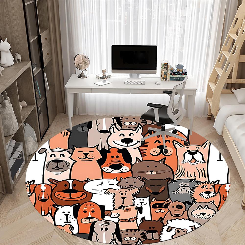 1pc Pets Animals Office Round Area Rug, Indoor Mat Suitable ForOffice, Under Office Chairs Bedroom Living Room Home Decor, Room Deco,  n61