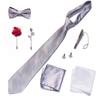 Men's 8-Piece Formal Accessory Set: Bow Tie, Corsage, Brooch, Cufflinks for Weddings.