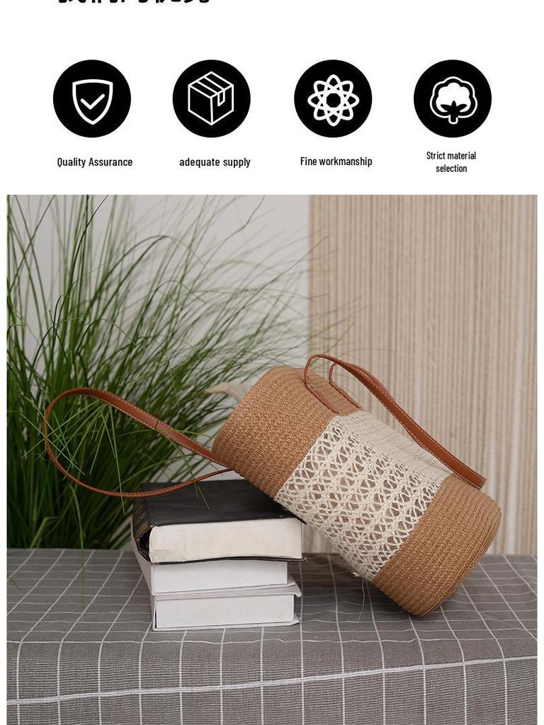 2025 Women's Large Capacity Woven Bucket Bag: Trendy Summer Vacation Beach Accessory