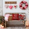 4pcs Valentine'S Day Throw Pillow Covers - Hugs and Kisses Gnome Rose Heart Design, Zip Closure, Polyester 100., Contemporary Style