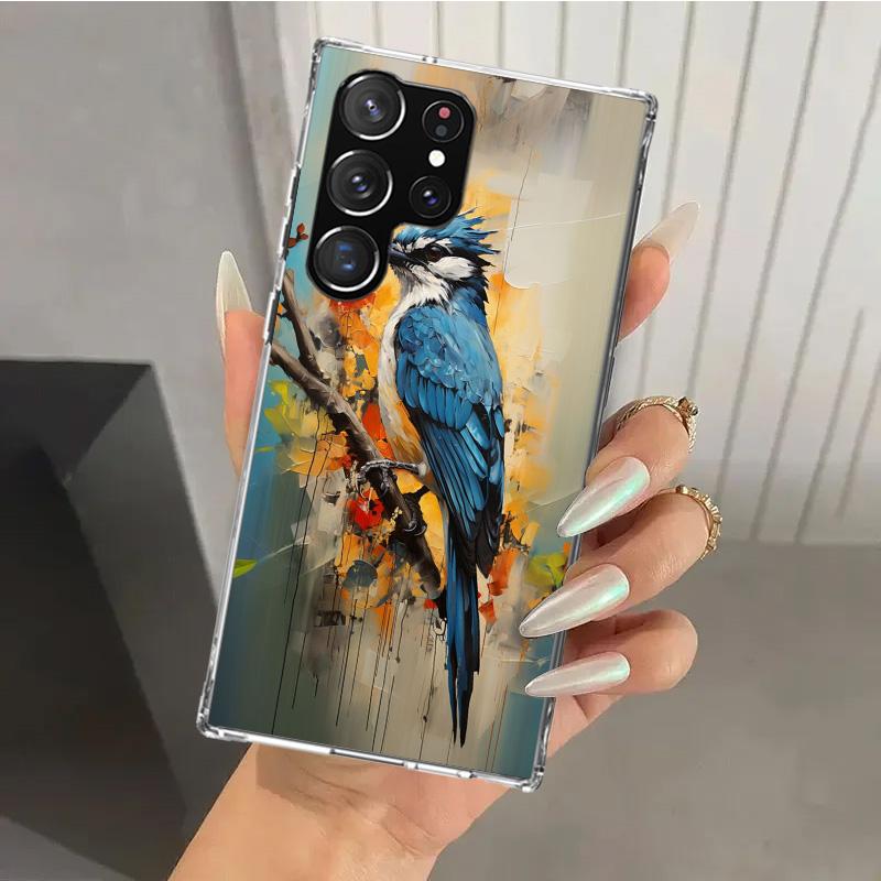 Animal Oil Painting Bird Phone Case for Samsung Galaxy S26 S24 S23 Ultra S25 Edge S22 S21 Plus S20 FE + Soft Print Shell Funda G