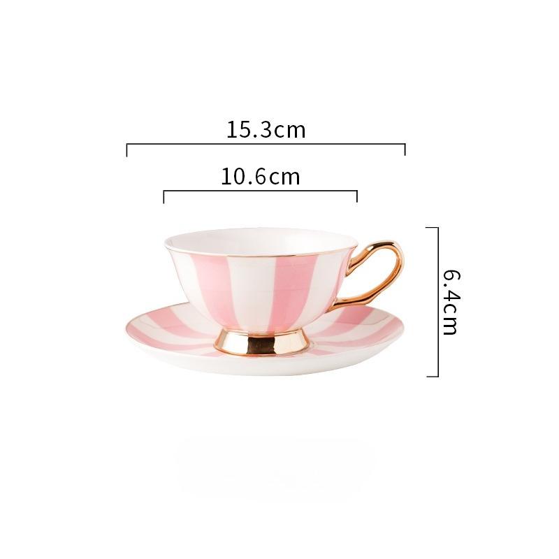Nordischer Stil Einfache Rosa Keramiktasse mit Untertasse Kaffeetassen Goldrand Nachmittagstee Tassenset Haushaltsgeschirr