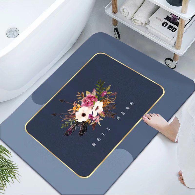 

Мягкий коврик Diatom Mud для ванной комнаты, впитывающий коврик для пола, коврик для входа в ванную комнату, грязеотталкивающий нескользящий коврик для двери 40 * 60 cm