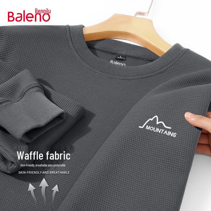 Baleno Men's Retro Waffle Knit Round Neck Sweatshirt