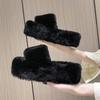 Height-increasing thick-soled fluffy slippers women's autumn and winter outer wear fluffy shoes one-word ins home home plush drag spring and summer