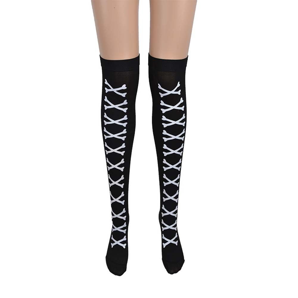

Festival Carnival Cross Skeleton Zipper Women Stockings Halloween Socks Bleeding Festival Socks 11