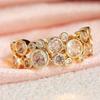 Aesthetic Inlaid White CZ Women's Ring Trendy Gold Color Geometry Daily Wear Party Jewelry Anniversary Gift