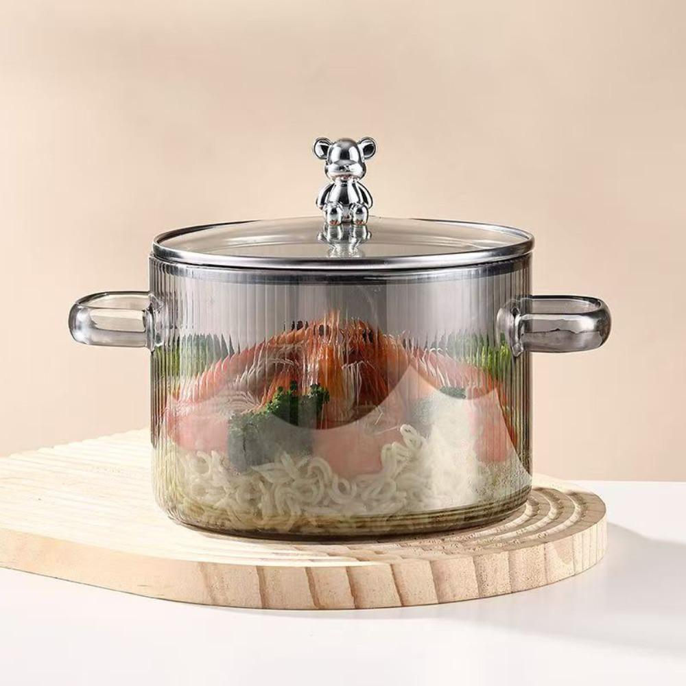 

Бинауральная кастрюля для супа с ручками, жаростойкая кастрюля для приготовления пищи, кухонная посуда, миска для рамена, каша серый