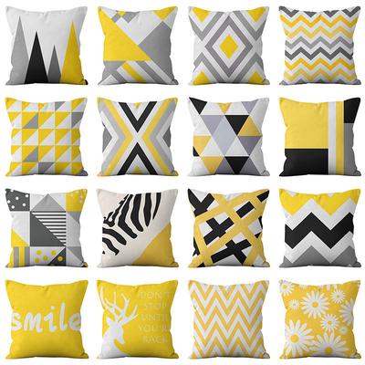 Yellow Gray Geometric Pattern Pillow Cover Nordic Style Creative Digital Printing Home Sofa Cushion Cover Pillow Cover