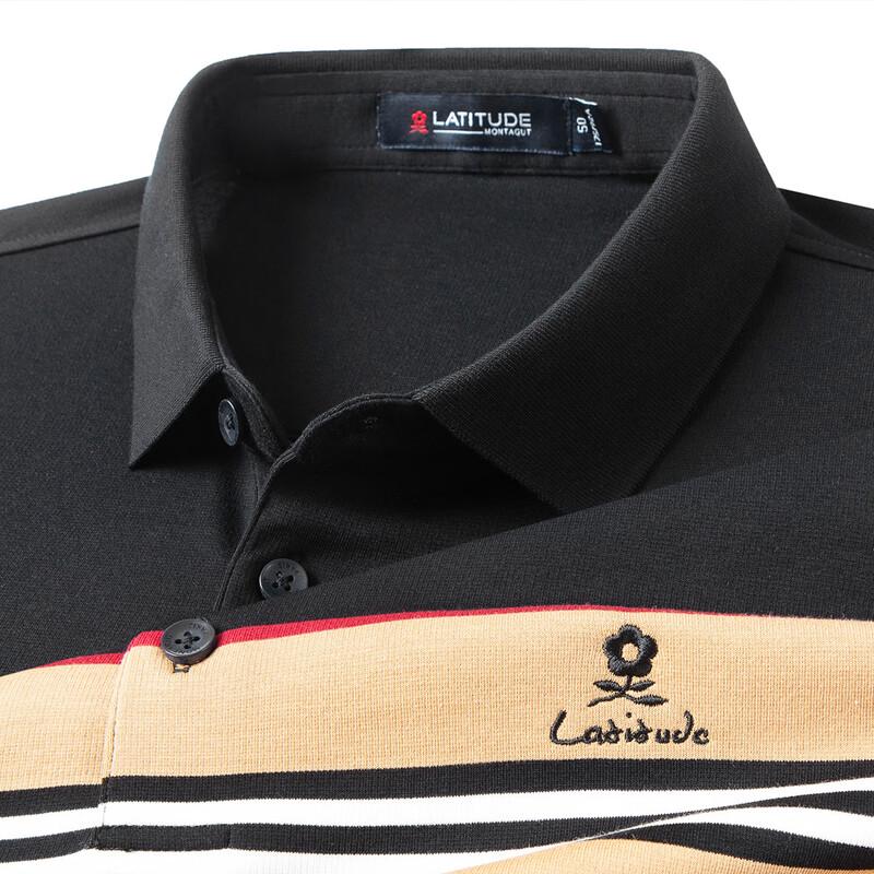 MONTAGUT Men's Striped Long Sleeve Polo T-shirt