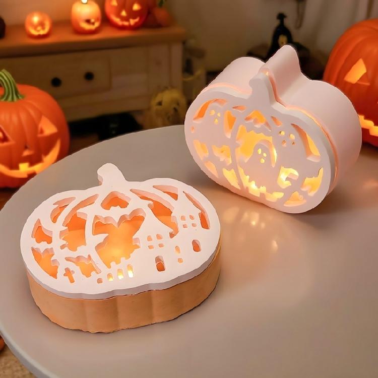 Hollow Out Pumpkins Ghostly Silicone Molds DIY Halloween Craft Storage Box Decoration Resins Ornamentation for Adults