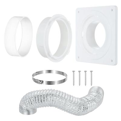 PATIKIL 4-inch Duct Dryer Vent Connection Kit with Quick Connect/Disconnect ABS Resin Dryer Vent Wall Plate, Includes 4-inch 8-foot Hose for Ventilati