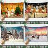 Cartoon Santa Claus Pattern Tapestry Home Bedroom Living Room Wall Decoration Christmas Theme Tapestry