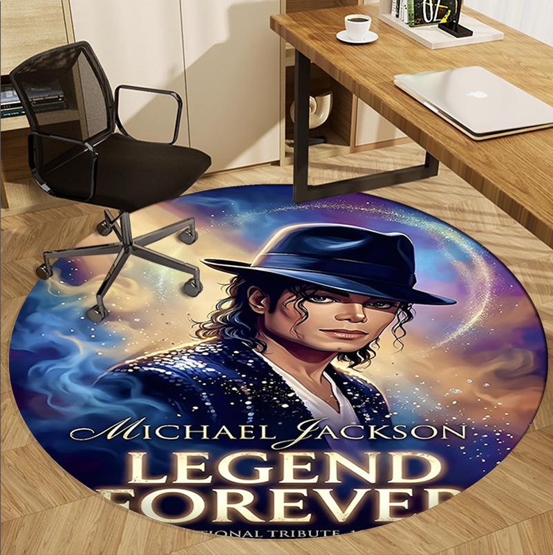 Michael Jackson Desenli Yuvarlak Halı, İç/Dış Mekan Paspası, Piknik, Oyun Odası, Yatak Odası, Ofis, Oturma Odası, Ev Dekorasyonu Halısı, Doğum Günü Hediyesi