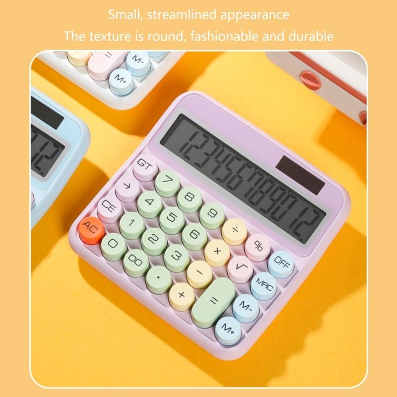 Cute 12 Digit Large LCD Display Calculator Mechanical Switches Calculator with Large LCD Display for Office Work Student