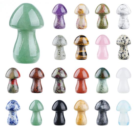 Mini Mushroom Gemstone Sculpture Cute Natural Healing Stone Polished Mushroom Figurine for Home Crafts Flower Pot Decor Gifts for Women Men