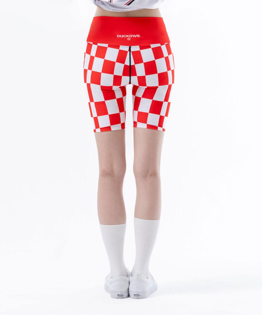 Deogdaibeu Checkerboard Graphic Biker Shorts Red