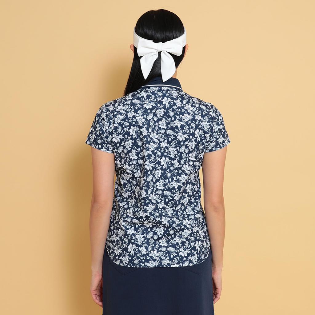 Short Sleeve Polo Shirt Quick Flower Golf C25134207 M [Callaway] Women's (Sweat Wicking, Drying, Pattern) / / 1120_Navy