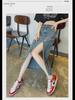 High Waist Irregular Slit Denim Skirt - Women's Black/Gray A-Line Hip Skirt with Raw Edges