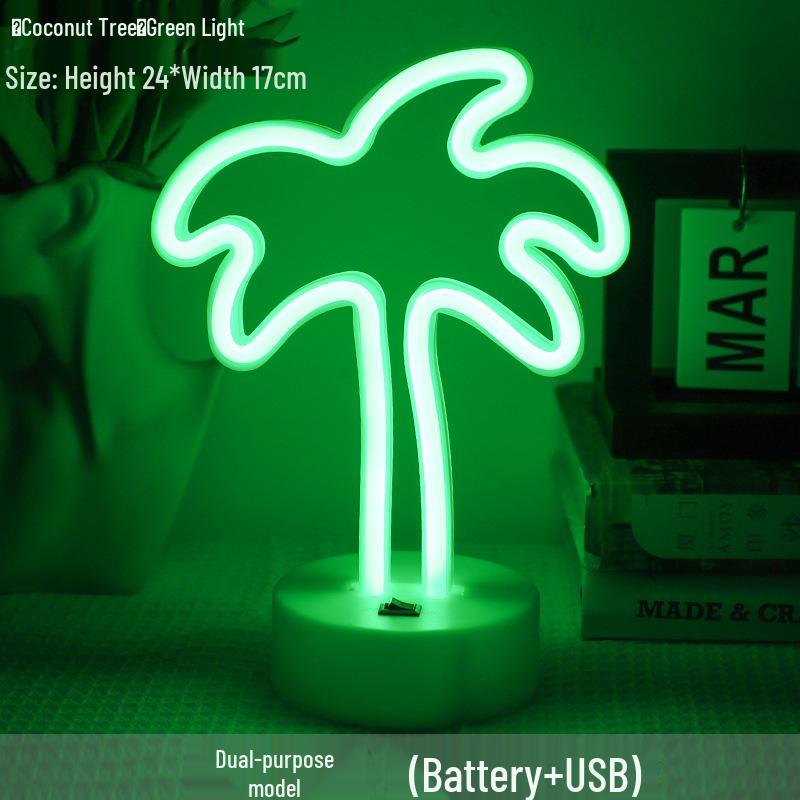 Korean Style Flamingo LED Neon Night Light - Decorative Christmas Fairy Accent with Round Base