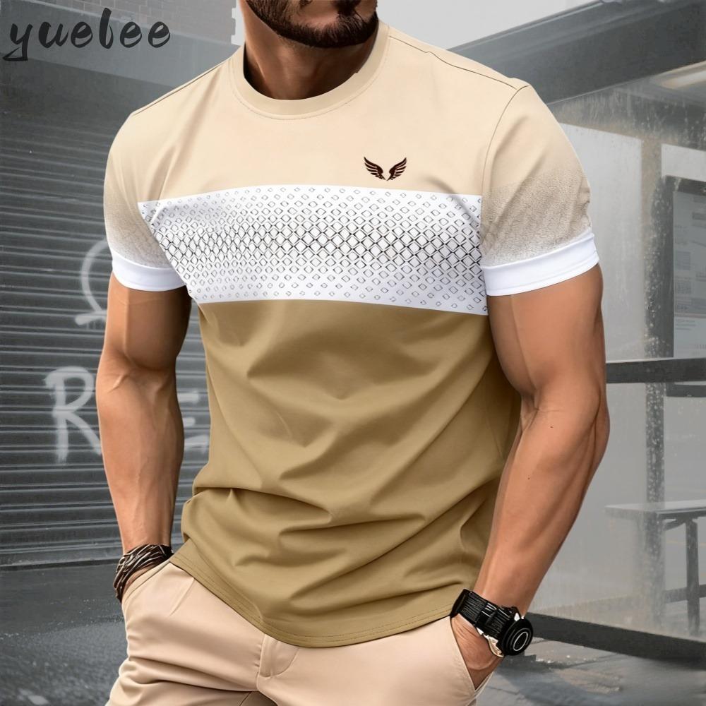 Summer Men's Patchwork T-shirt Men's O-neck Sports Casual Loose Comfortable Short Sleeved Daily Wear Men's Clothing