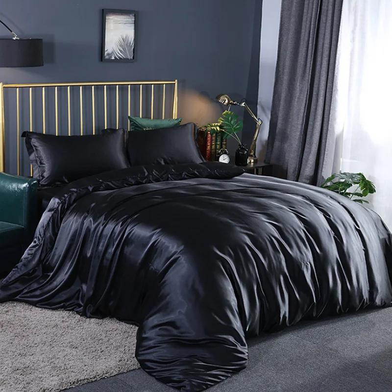 4 PC Summer Bedding Duvet Cover Set Soft Silky Textured Comforter Cover Luxury Bedding Sets King Bed Sets