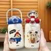 Large Capacity Vacuum Cup Double Drinking Straw Coffee Cup Cute Student Water Cup  for Children