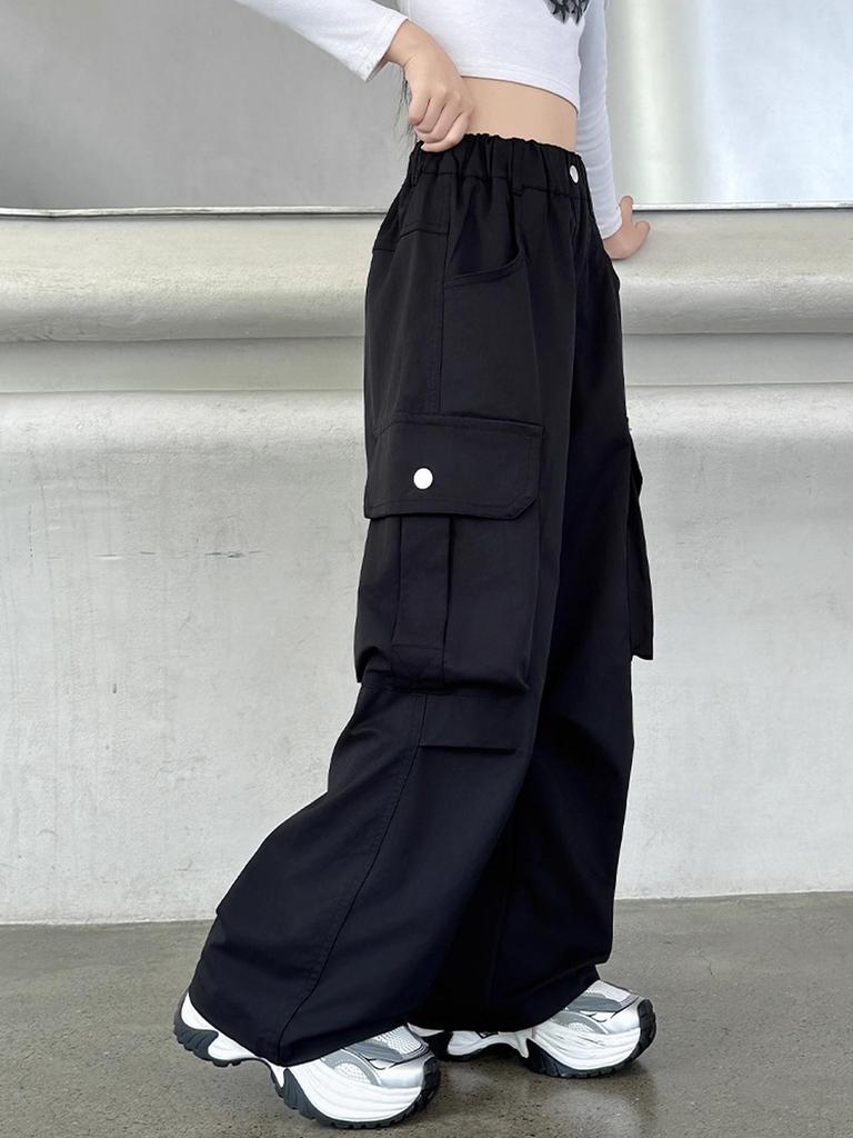 Mädchen Cargo Hose - 2025 Neuer Stil Frühling & Herbst, Lockeres gerades Bein für mittlere & große Kinder, Ideal für Tanz & Sommerbekleidung.