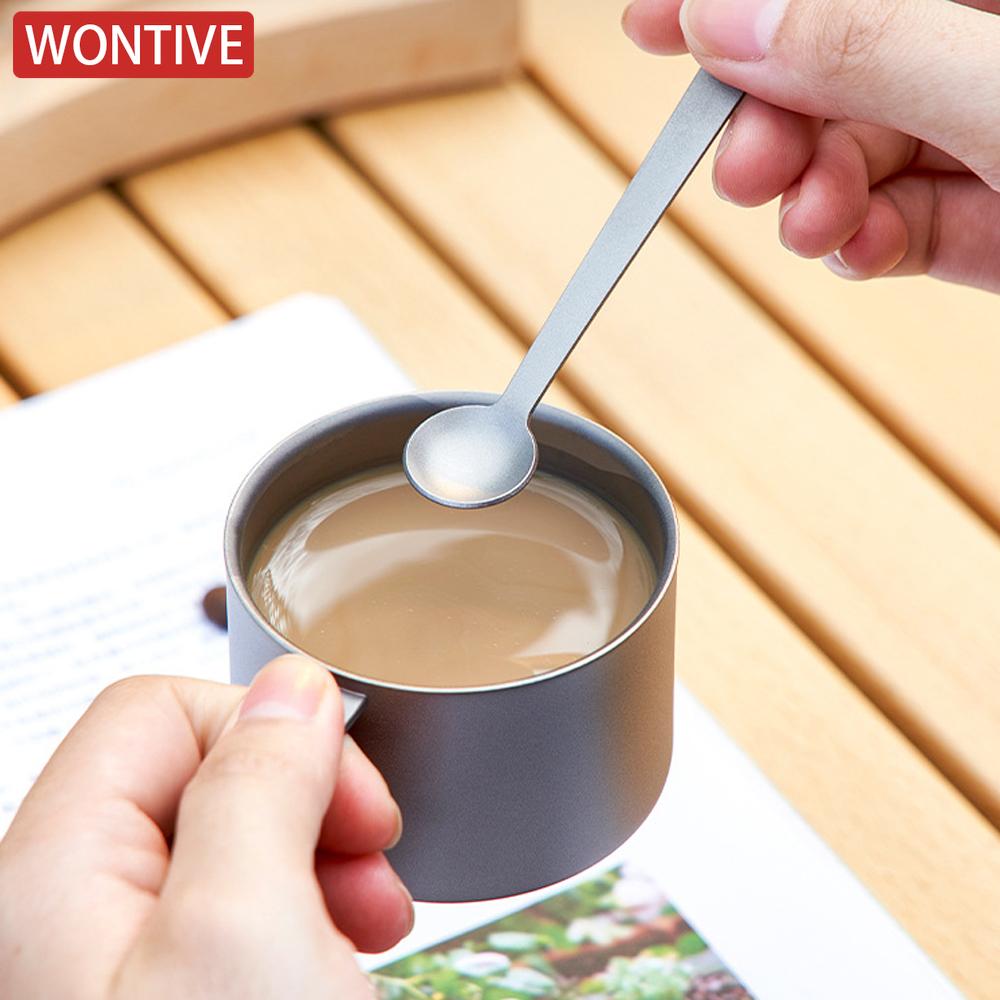 Small Titanium Coffee Cup Double Layer Cup Outdoor Camping Tableware Anti scald strap handle Tea tasting cup