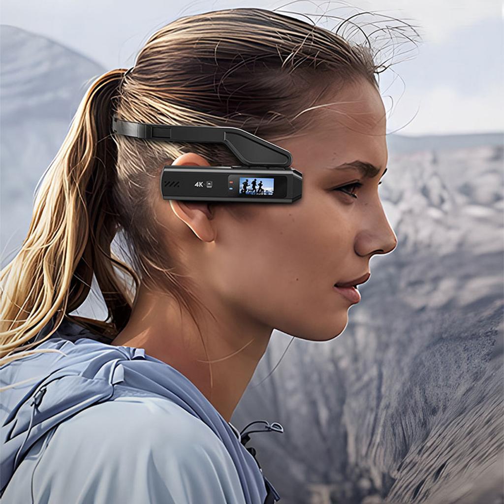 4K Ultra HD Wearable Video Camera First-Person View Recording Hands-Free Vlog Camera 0.96in IPS Screen 110 Degree Wide Angle